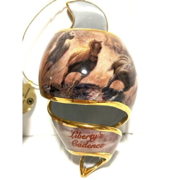 BRADFORD EDITION 2004 Heirloom Porcelain Horse Ornaments Free As The Wind Swirl - Picture 3 of 9
